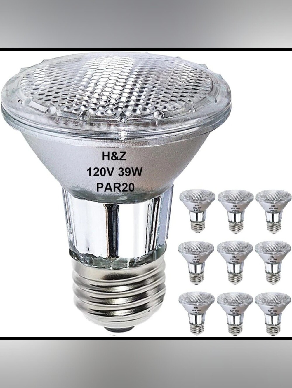 9 Pzs. Silver PAR20 120V 39W Flood Light Bulb - Pack